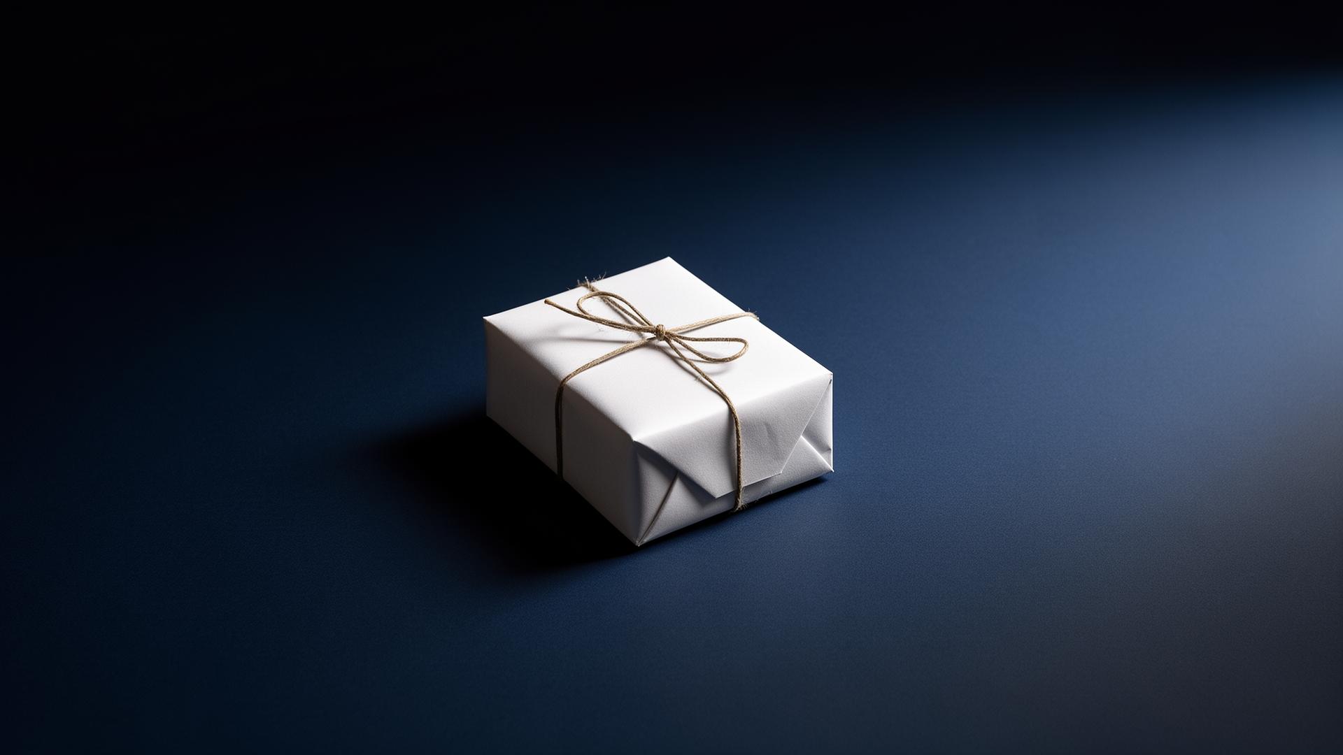 Carefully packaged prescription parcel on a navy backdrop